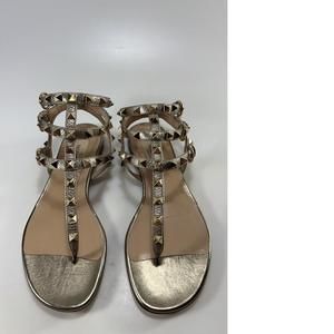 classic Rockstud Cage Platino Metallic Studded Sandals Flats D894
